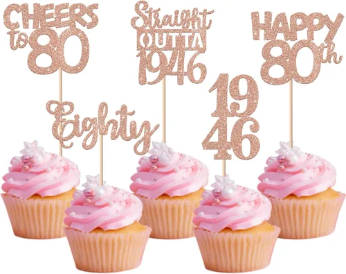 Vista 127 de 30 piezas negras para cupcakes de 10.º cumpleaños con purpurina Ten Happy 10 Straight Outta 2016 para saludos a 10 años 10 cumpleaños, boda Negro