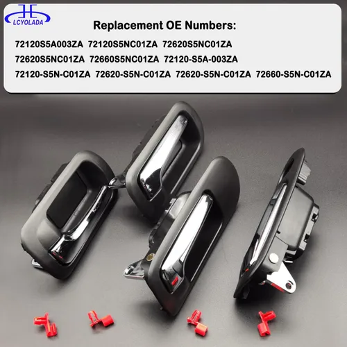 Vista 5 de 4 piezas de manijas interiores para puertas para Honda Civic 2001 2002 2003 2004 2005, para puerta delantera, puerta trasera, lado izquierdo