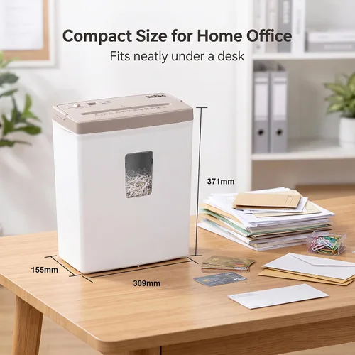 Vista 8 de Suntiko 6 Sheet Home Office Cross Cut Shredder Brown + White Negro