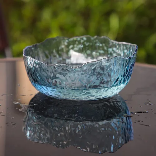 Vista 2 de TOSSOW - Tazón de ensalada de vidrio de forma irregular, cuencos para servir Pyrex de 25 onzas para preparación de cocina, frutas, aperitivos, Gris