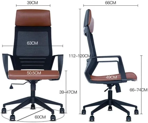Vista 2 de Silla de oficina ajustable ejecutiva, silla ergonómica para computadora, respaldo ergonómico, silla giratoria (D)