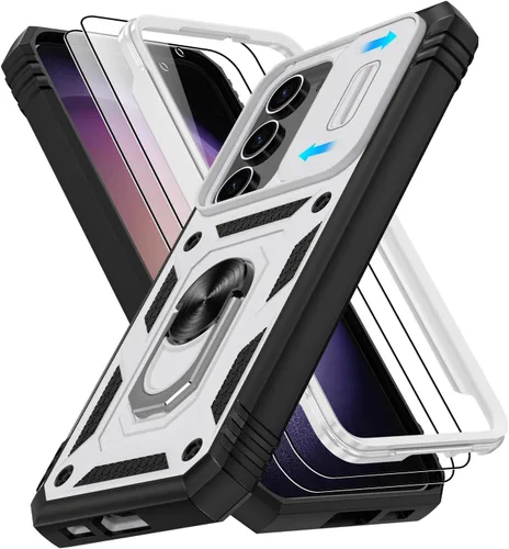 Vista 214 de Gritup Funda para Google Pixel 6 con cubierta deslizante para cámara y protector de pantalla (2 unidades), soporte de anillo giratorio 360°, funda