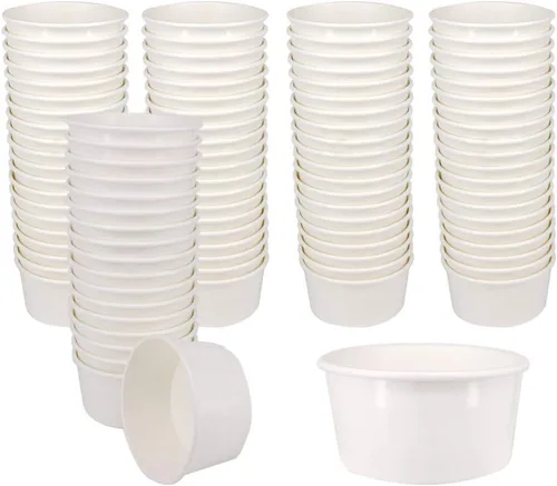 Vista 15 de Juego de 50 tazas desechables de helado blanco de 12 onzas con tapa, tazas de papel para llevar, taza de papel para llevar, recipiente de comida