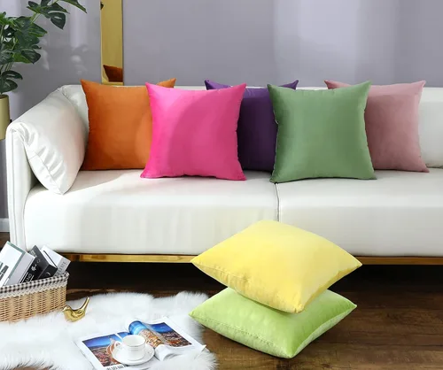 Vista 7 de mixeoo Comfy - Juego de 2 fundas de almohada decorativas de terciopelo grueso sólido y grueso, súper suaves, decoración del hogar para sofá, sala