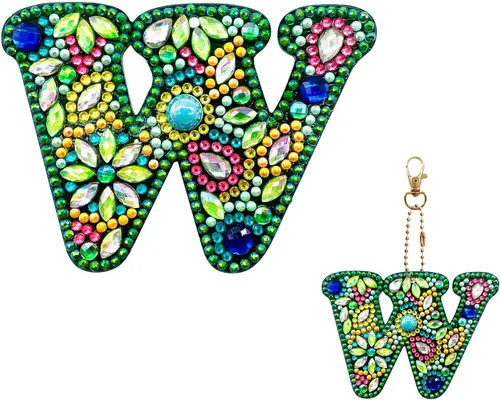 Vista 27 de YOYA Llaveros de Pintura de Diamantes de Doble Cara 5D Letras Kit de Llaveros de Pintura de Diamantes DIY Taladro Completo Arte de Diamantes