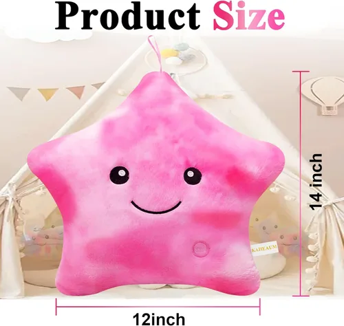 Vista 5 de Glow Star - Almohada con luz LED de noche, animales de peluche para niñas y niños, almohadas de peluche para adultos y niños, para fiestas