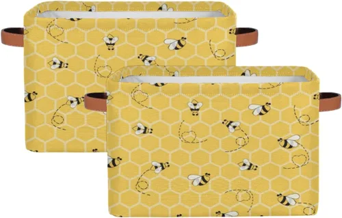 Vista 10 de Pardick Paquete de 2 cajas de almacenamiento plegables grandes para hierbas y flores silvestres, coloridas cajas de almacenamiento de tela de lona