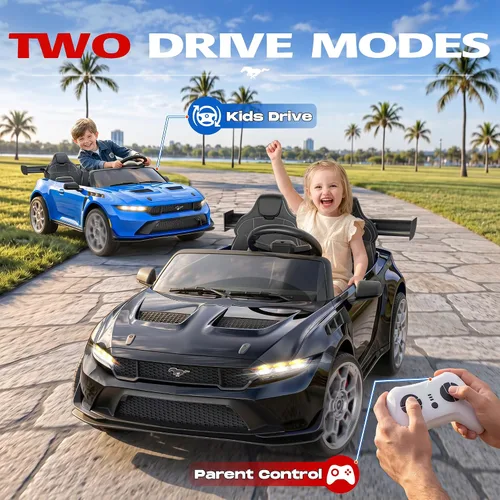 Vista 4 de ANPABO Ford Mustang 24V 2 plazas con licencia para niños de 3 a 8 años Negro