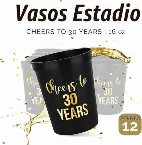 Vista 2 de Saludos a los 30 años – Paquete de 12 tazas de cumpleaños de 30 Saludos a 30