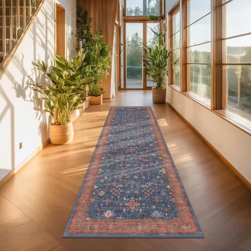 Vista 101 de Hazo Haus – Alfombra pequeña para entrada, cocina o baño, antideslizante con base de goma, resistente a las manchas y a la decoloración, diseño