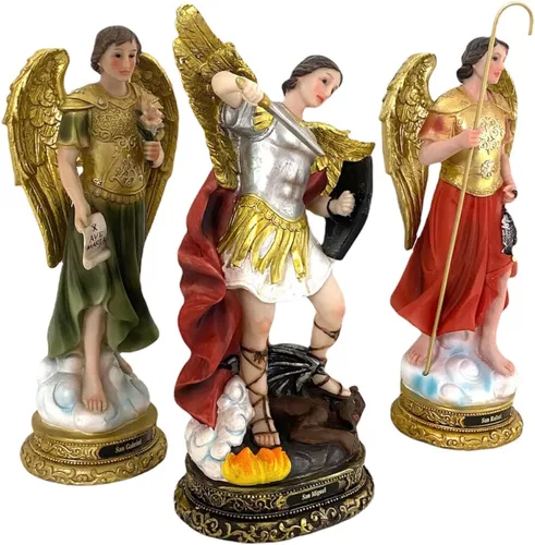 Vista 2 de 3 Arcángeles 12" Inch San Miguel Arcángel, Arcángel Gabriel, Arcángel Rafael Arcángeles Set Arte de Regalo Religioso