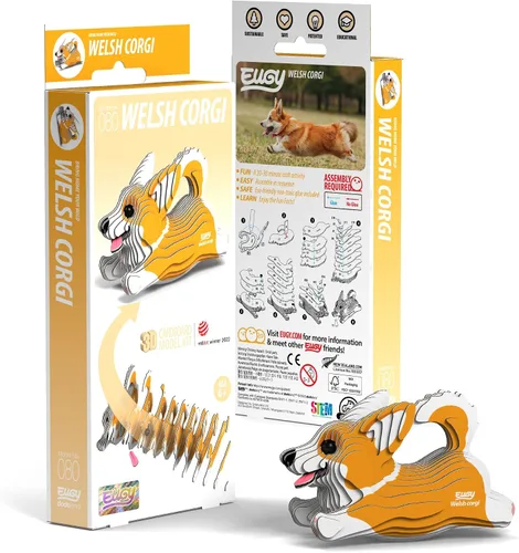 Vista 4 de EUGY Rompecabezas de papel 3D ecológico de Corgi galés 080