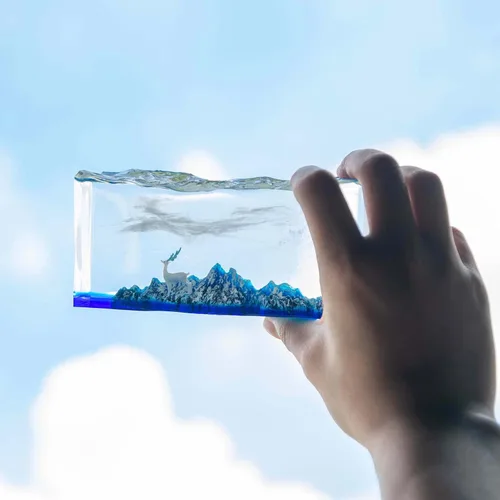 Vista 6 de Juego de moldes de silicona de resina epoxi Sea Mountain Diorama Fish Tank Miniature