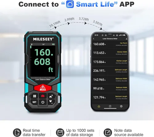 Vista 5 de Laser Measure, MiLESEEY Laser Distance Meter, Rechargeable Multifunctional Laser Measurement Tool with Pointfinder Camera,P2P Technology, Perfect