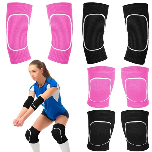 Vista 10 de Sosation Juego de 2 Coderas de Voleibol y Mangas para Rodilla y Brazo con Almohadilla de Protección, Accesorios Esenciales de Voleibol con Alta