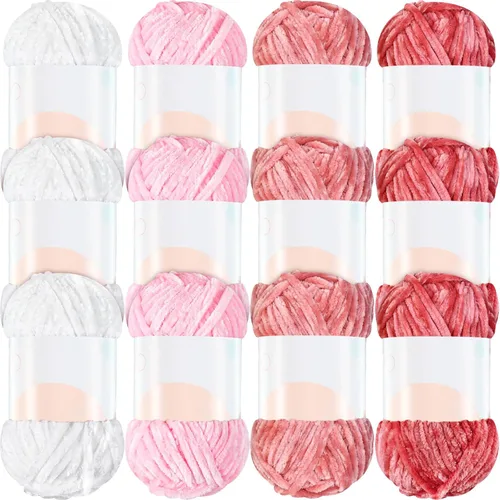 Vista 14 de Xinnun 12 madejas 1116 yardas hilo de felpilla de terciopelo suave grueso de felpa a granel para crochet tejer manta manualidades DIY tejido, 6mm