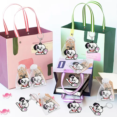 Vista 6 de CiciBear Paquete de 40 llaveros de perro irregular, decoración de fiesta para cachorros, animales de mascota, Let's Pawty, amante de los animales