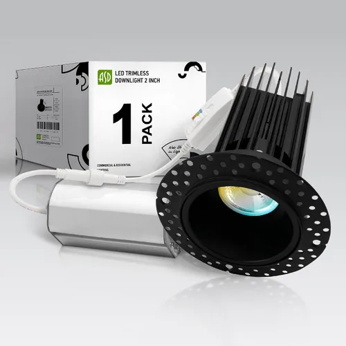 Vista 9 de ASD Lámpara de techo empotrable LED de cardán sin bordes de 2 pulgadas, luz descendente direccional ajustable con caja de conexiones, 5CCT