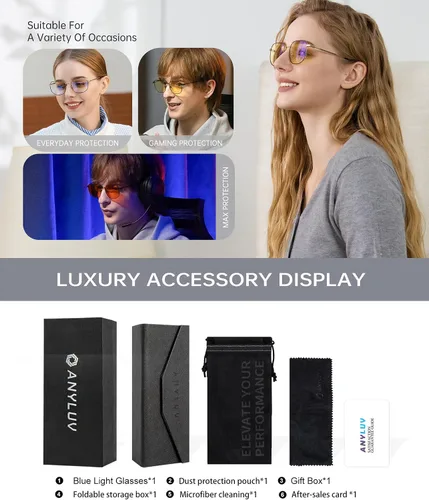 Vista 7 de ANYLUV Blue Light Blocking Glasses fo Men, Fashion Lightwight Blue Light Glasses Computer Screen Blocker Eyewear