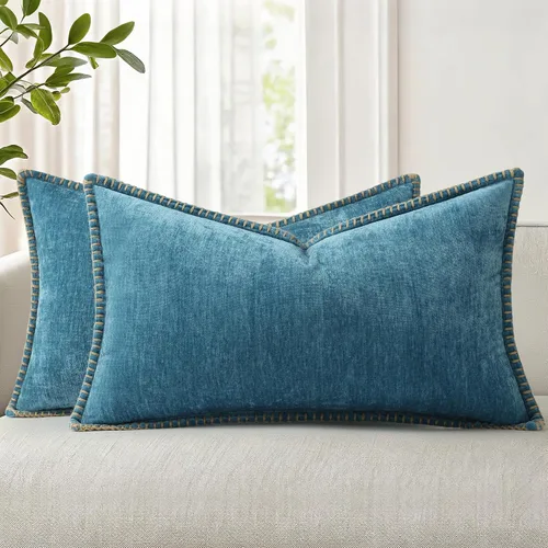 Vista 62 de decorUhome Juego de 2 fundas de almohada de felpilla suave y acogedora de otoño de 12 x 12 pulgadas, fundas decorativas modernas de terciopelo Aqua