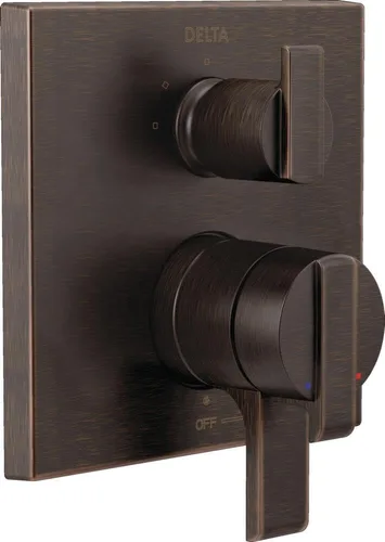Vista 8 de Delta Moderno kit de moldura de mango de ducha de doble función con desviador integrado de 3 vías, válvula de sistema de ducha de oro cepillado