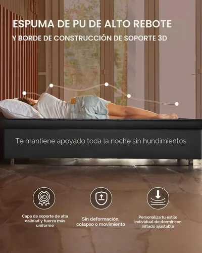 Vista 7 de Kingcamp Almohadilla de dormir autoinflable 3D de lujo doble almohadilla de dormir para campamento, colchón de espuma autoinflable para 2 personas