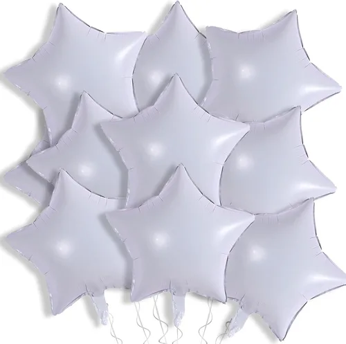 Vista 32 de Globos de papel de aluminio con forma de estrella de arena beige, marrón y blanco, 10 globos de Mylar en forma de estrellas de 18 pulgadas