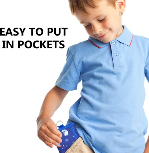 Vista 5 de Carteras de lona para niños con adhesivo y bolsillo con cremallera para adolescentes Estilo 12