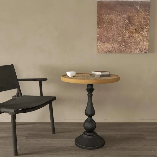Vista 12 de Mesa auxiliar redonda para espacios pequeños, mesa de bebida de Martini alta con base de pedestal de metal con base de pedestal pesada para sala