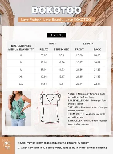 Vista 6 de Dokotoo - Blusa con tirantes y cuello en V para mujer, camiseta sin mangas con estampado de hojas, tallas S a XXL