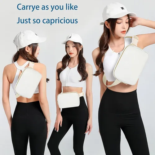 Vista 2 de TSINTOHU Riñonera cruzada con cinturón ajustable para mujeres y hombres, riñonera impermeable a la moda, correa ajustable para correr, caminar