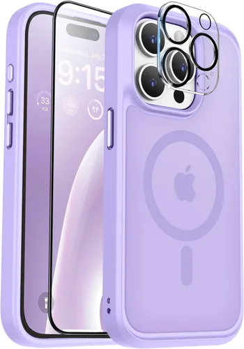 Vista 35 de BossKiss Funda compatible con iPhone 15 Pro, compatible con MagSafe, pantalla y protector de cámara, magnética, translúcida, mate, para mujeres