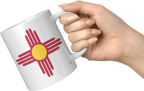 Vista 5 de ODDITEES New Mexico Mug Zia Symbol Taza de café 11oz Blanco