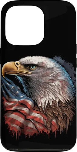Vista 10 de Funda patriótica para iPhone 16 con diseño de ojos de águila calva americana
