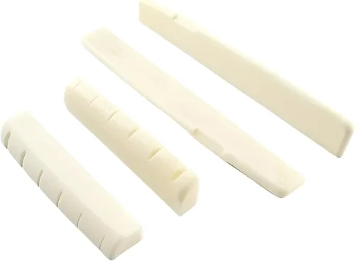 Vista 13 de Miwayer 1 par de 6 cuerdas de guitarra acústica puente de hueso de sillín y tuerca hecha de hueso real, silla compensada