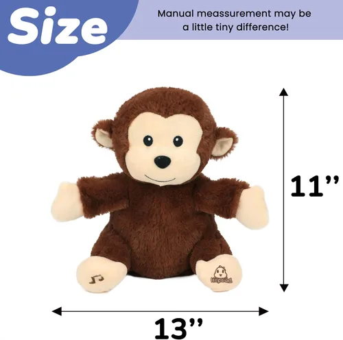 Vista 2 de Hopearl Monkey - Juguete musical interactivo de peluche que canta y canta, adorable regalo eléctrico para niños, marrón, 11 pulgadas