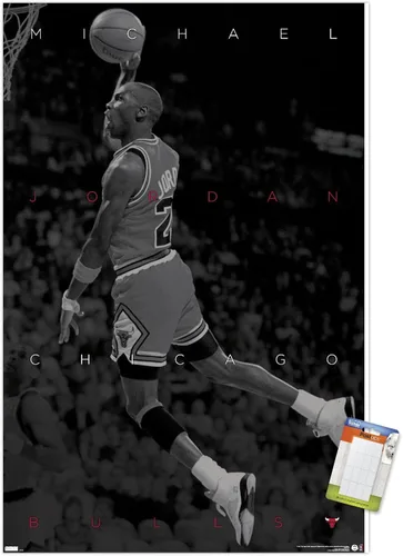 Vista 10 de Trends International Michael Jordan - Póster de pared en blanco y negro, 14.725 x 22.375 pulgadas, versión enmarcada de madera de granero