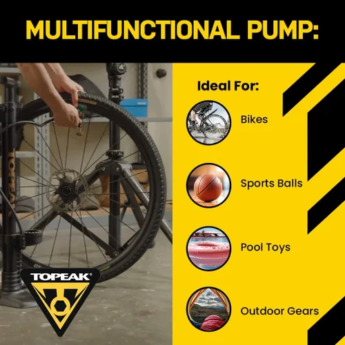 Vista 4 de Topeak JoeBlow Max Hp Bomba de piso para bicicleta, 160 Psi/11 Bar, TwinHead, se adapta a válvulas Presta, Schrader y Dunlop