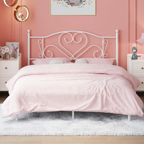Vista 9 de Weehom Base de cama individual con cabecero, plataforma de metal resistente debajo de la cama, espacio de almacenamiento fácil de montar para niños
