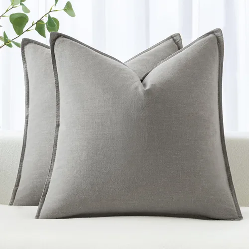 Vista 29 de MIULEE - Juego de 2 fundas de almohada decorativas de lino, estilo bohemio, rústico, neutral, para sofá, cama, 16 x 16 pulgadas, color marrón