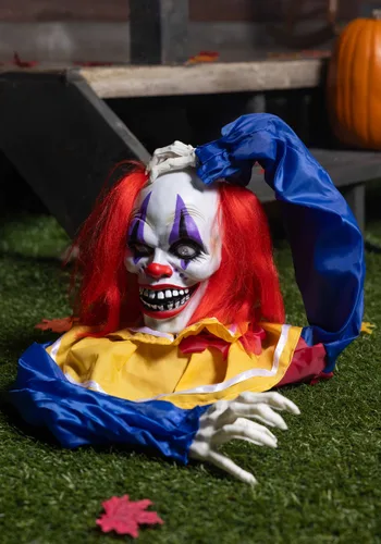 Vista 2 de Decoración de Payaso Animado de 14 Pulgadas con Cabeza que Salta Multicolor