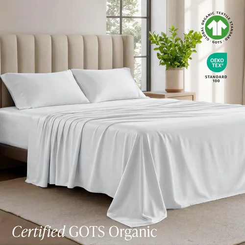 Vista 2 de Bare Home Juego de sábanas de jersey 100% algodón orgánico, ultra suave, 100% algodón - Juego de sábanas y funda para almohada - Sábanas de bolsillo