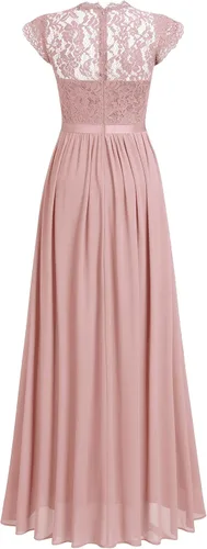 Vista 7 de Miusol - Maxi vestido floral con encaje para fiesta de noche y uso formal para mujer