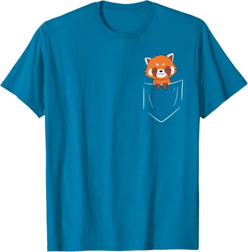Vista 9 de Funny Red Panda In Pocket - Camiseta con bolsillo, Negro, S