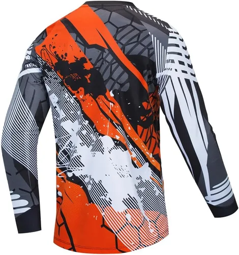 Vista 2 de Hotlion Camiseta de ciclismo para hombre, manga larga, MTB Motocross, ropa de carreras todoterreno