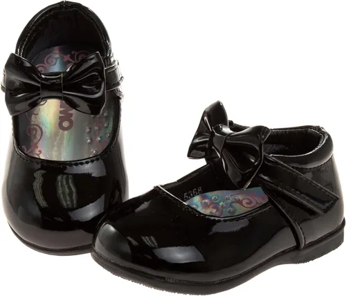 Vista 5 de Josmo Zapatos para caminar para bebés Zapatos planos Mary Jane para niños y niñas, zapatos de vestir formales, mocasines para caminar, cuna, lazo