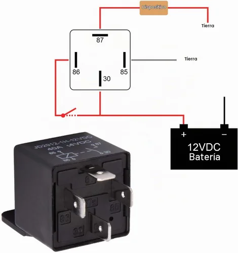 Vista 2 de EHDIS Relé de coche 4 pines 12v 40amp Spst Modelo: JD2912-1H-12VDC 40A 14VDC, interruptores y arrancadores automáticos, paquete de 2