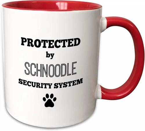 Vista 12 de 3dRose BrooklynMeme Pets - Protegido por el sistema de seguridad schnoodle - Tazas (mug_221799_4)