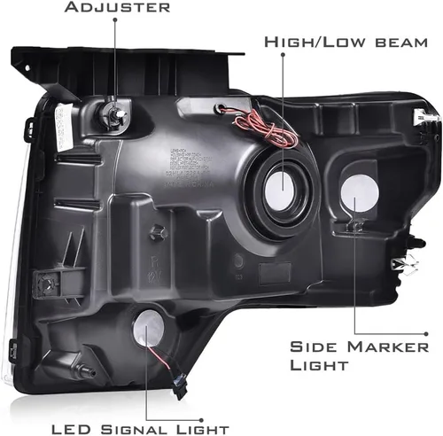 Vista 6 de PIT66 Conjunto de faros delanteros LED compatible con Ford F150 2009 2010 2011 2012 2013 2014, lente transparente para conductor y pasajero, carcasa