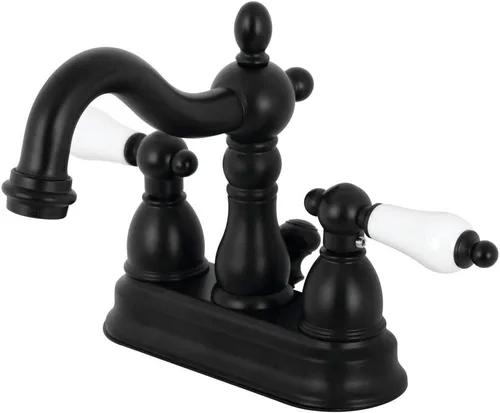 Vista 12 de Kingston Brass KB1607PL Heritage - Grifo de baño central de 4 pulgadas, latón cepillado Cobrizo cepillado